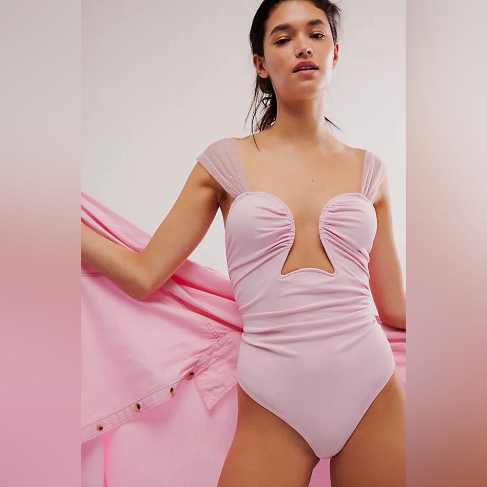 Light Pink Free People Double Take Bodysuit